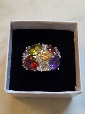 Multi-Gemstone Statement Ring - Colorful Crystal Cluster